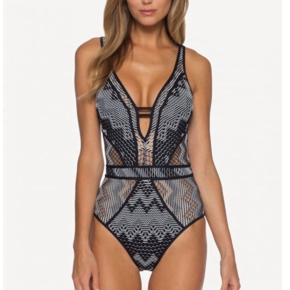 BECCA Black and White One Piece Swimsuit - Picture 8 of 9